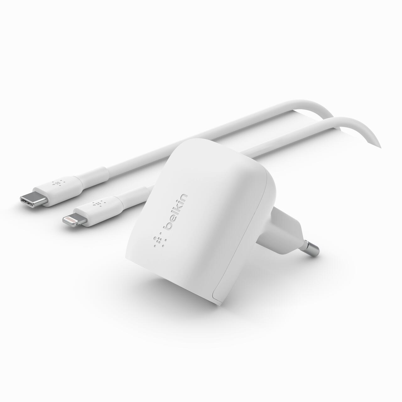 Belkin BoostCharge USB-C Ladegerät mit USB-C Kabel mit Lightning Connector Belkin BoostCharge USB-C Ladegerät mit USB-C Kabel mit Lightning Connector